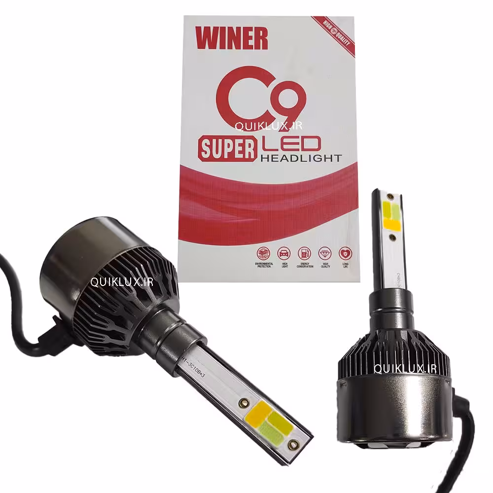 هدلایت پایه H1 مدل C9 –   فلاشری  3 رنگ  سفید زرد فیروزه ای