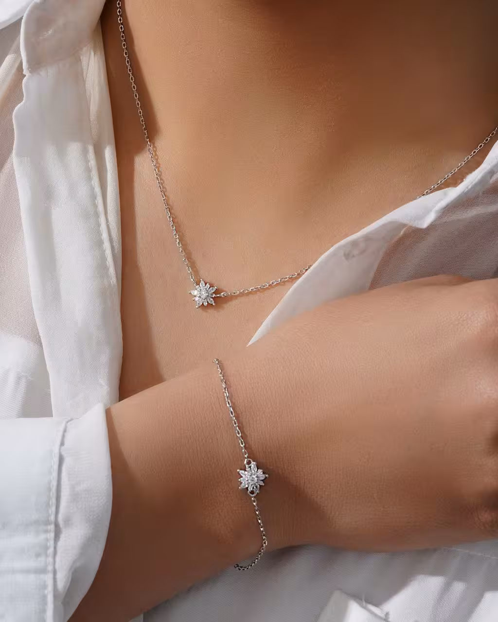 گردنبند و دستبند وارداتی نقره کد 20200