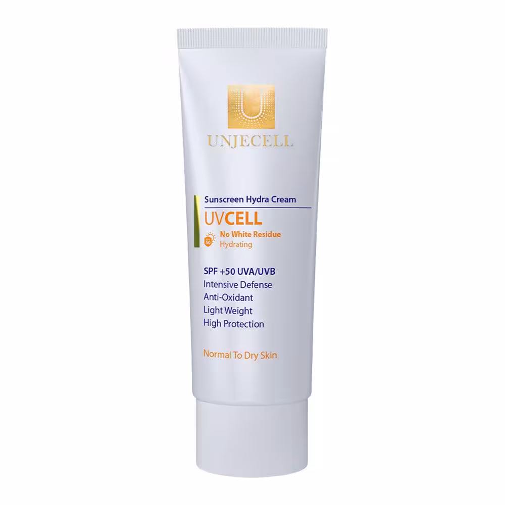 کرم ضد آفتاب بی رنگ آنژسل مناسب پوست خشک SPF 50 حجم 40 میلی لیتر | Unjecell UVCell Sunscreen Cream Normal to Dry Skin 40 ml