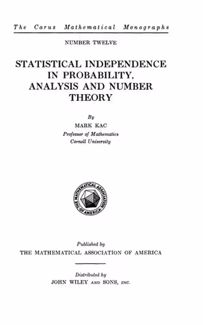 خرید و دانلود نسخه کامل کتاب Statistical Independence in Probability, Analysis and Number Theory, the Carus Mathematical Monographs Number 12