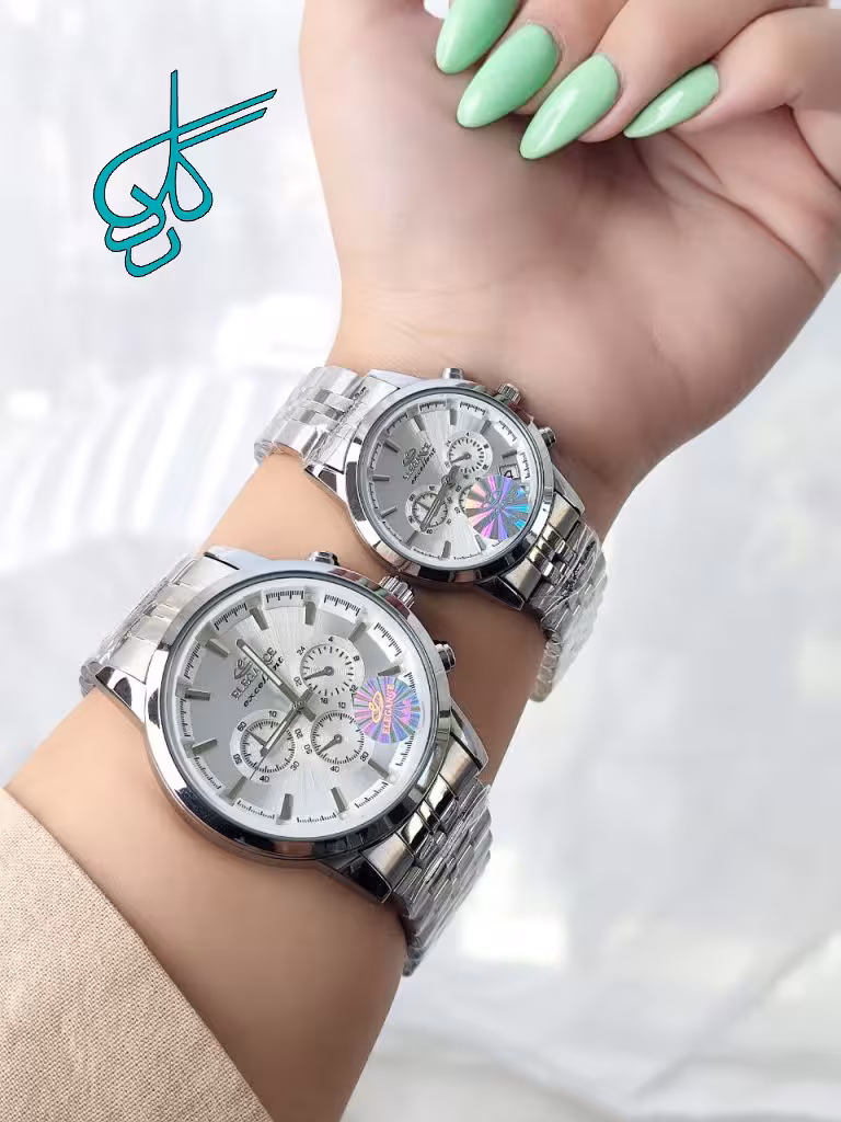 خرید ست ساعت زنانه و مردانه الگانس موتور ژاپن تک موتوره (طرح کرنو) دوقفله مخفی کیفیت عالی رنگ ثابت کد 2117401 - ردگل