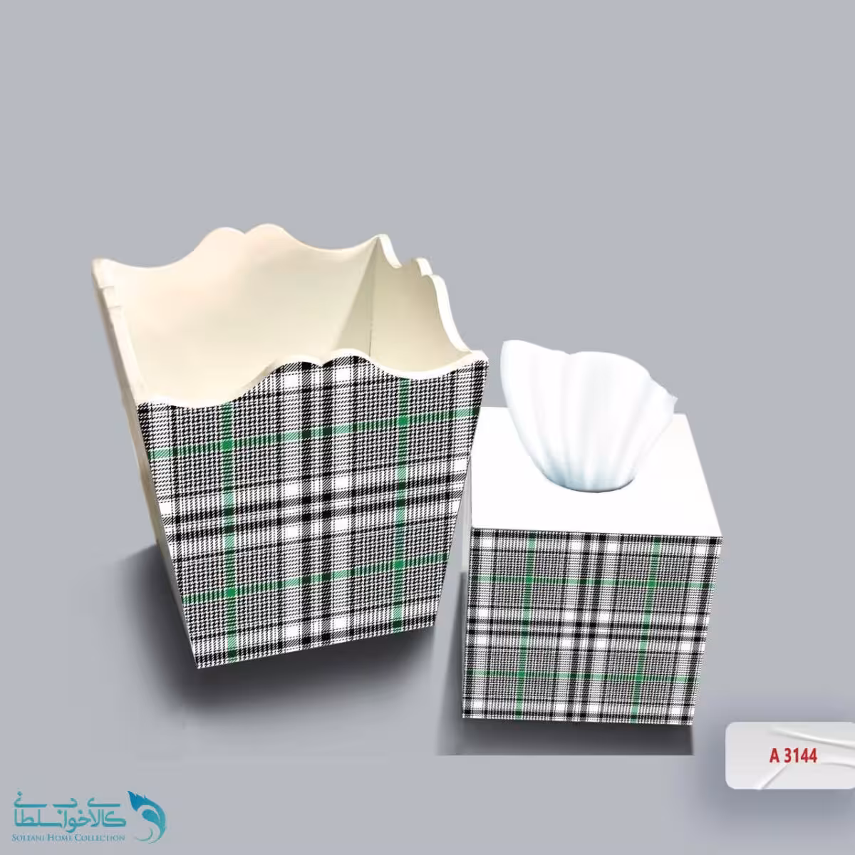 ست سطل و جا دستمال چوبی کودک طرح ببر سیاه کد A3144