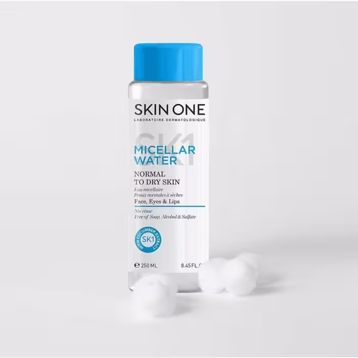 محلول پاک کننده آرایش چشم و صورت پوست خشک اسکین وان 250 میل  SKIN ONE MICELLAR WATER DRY SKIN