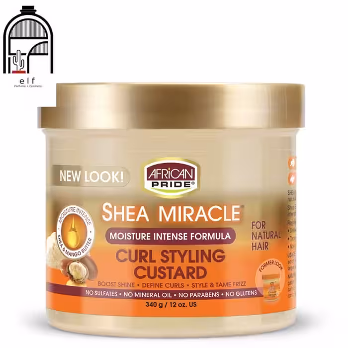 کاسترد ژل استایل موی فر شی باتر رطوبت‌رسان موهای فر افریکن پراید ساخت آمریکا African Pride Shea Butter Curl Style Custard Moisturizing Gel for Curly Hair