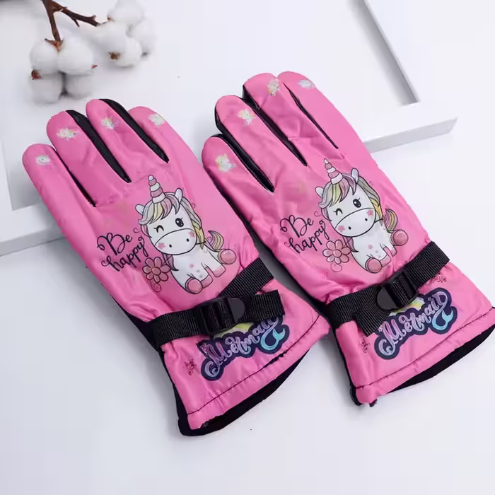 دستکش ضدآب فروزان اسب تک شاخ رنگ صورتی کد 51138