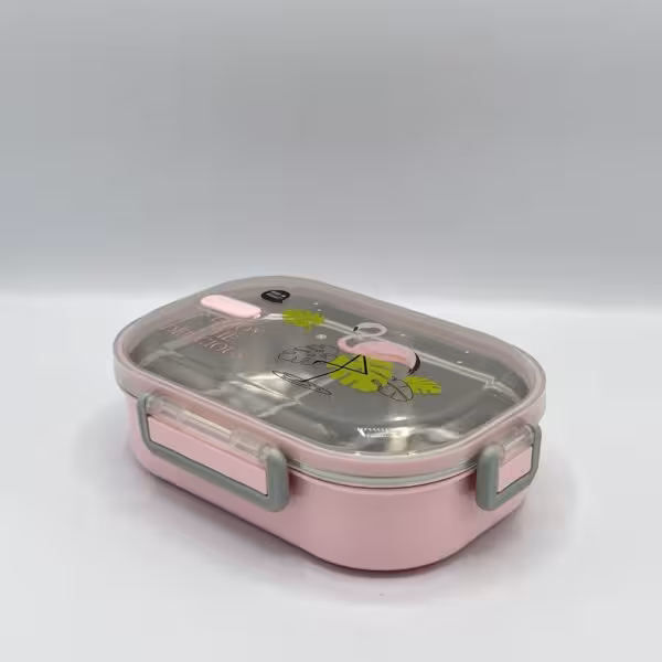 ظرف غذا - لانچ باکس دو قسمتی صورتی 8501
