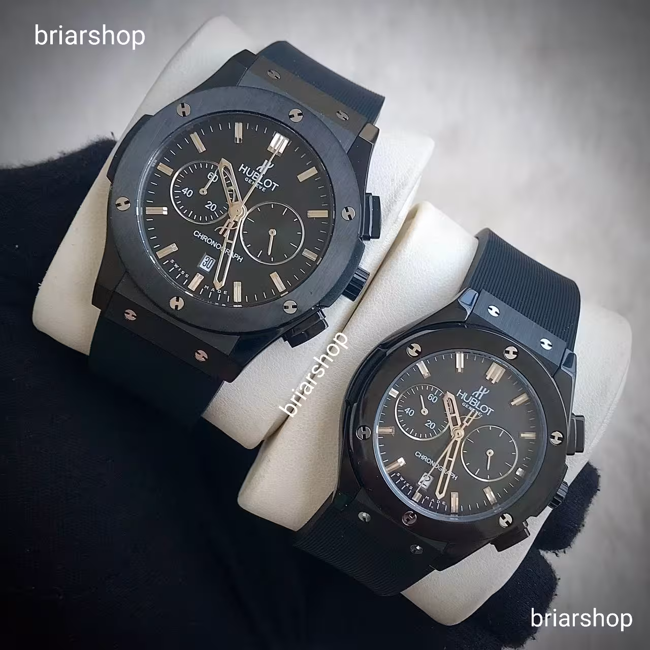 ساعت ست هابلوت تمام مشکی HUBLOT WATCH SET ساعت ست مردانه و زنانه هابلوت ساعت هابلوت ست ساعت ست عروس و داماد