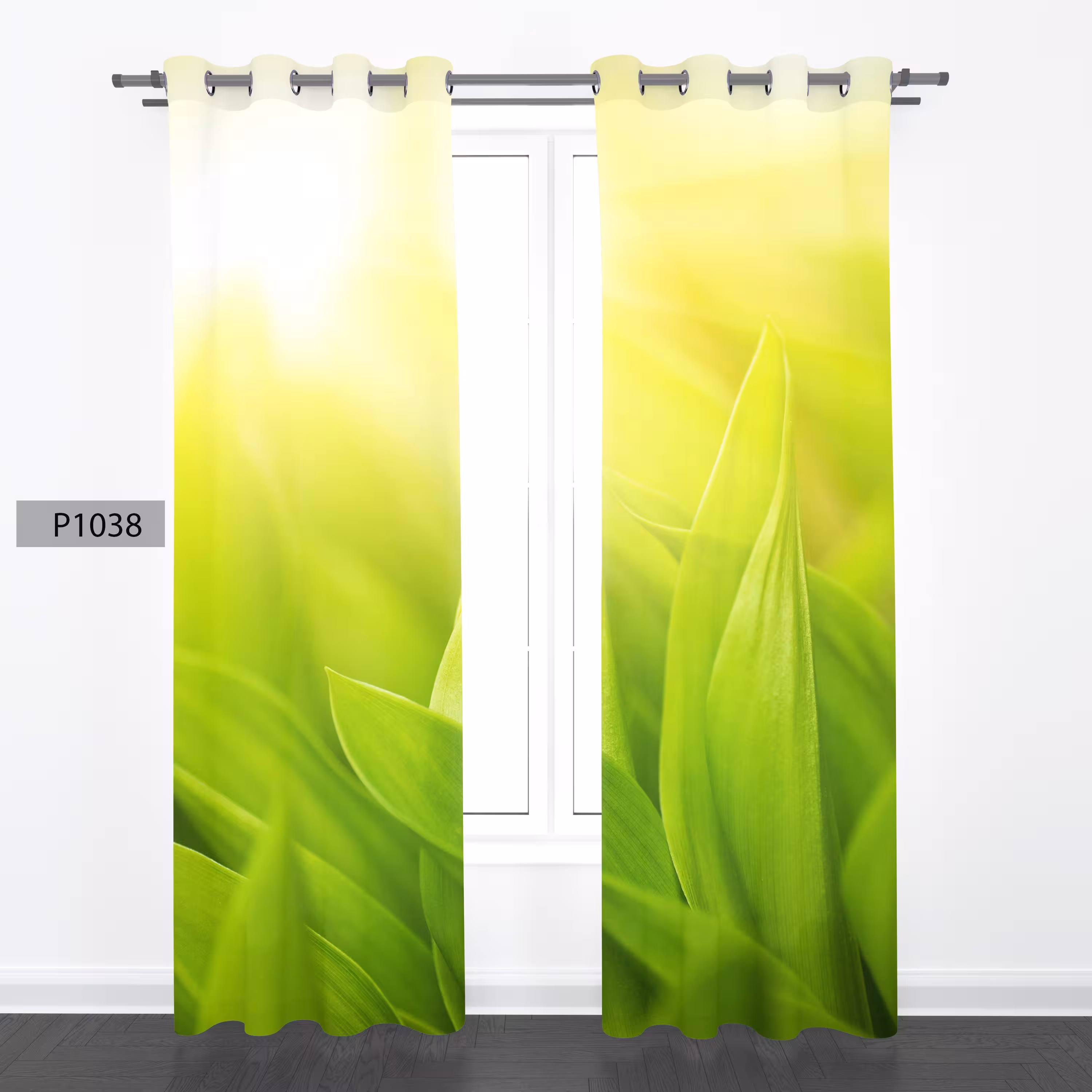 پرده هازان چاپی دوقواره دوخته شده پانچ شده هر قواره عرض 140ارتفاع 190 کد1038