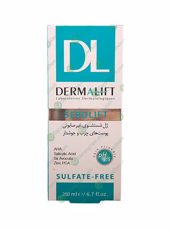 ژل شستشوی صورت و بدن پوست چرب و جوشدار سبولیفت درمالیفت – DERMALIFT SeboLift Acne Prone Face and Body Cleansing Syndet Gel