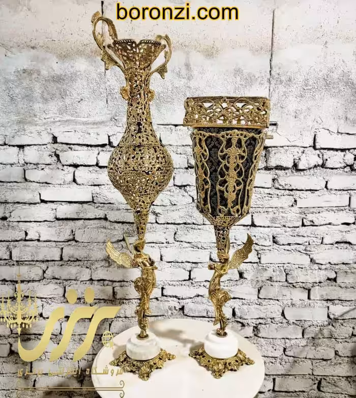 ست گلدان و سطل و جا دستمال توری برنزی فرشته