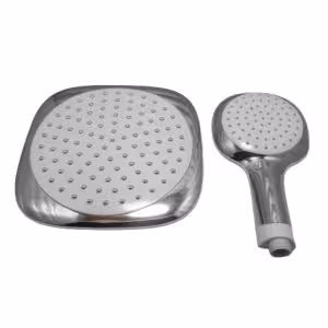 سردوش و گوشی حمام مربع سفید کروم