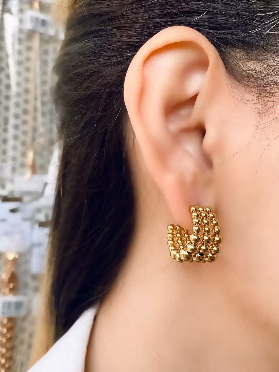 گوشواره میخی استیل مدل گوی دار