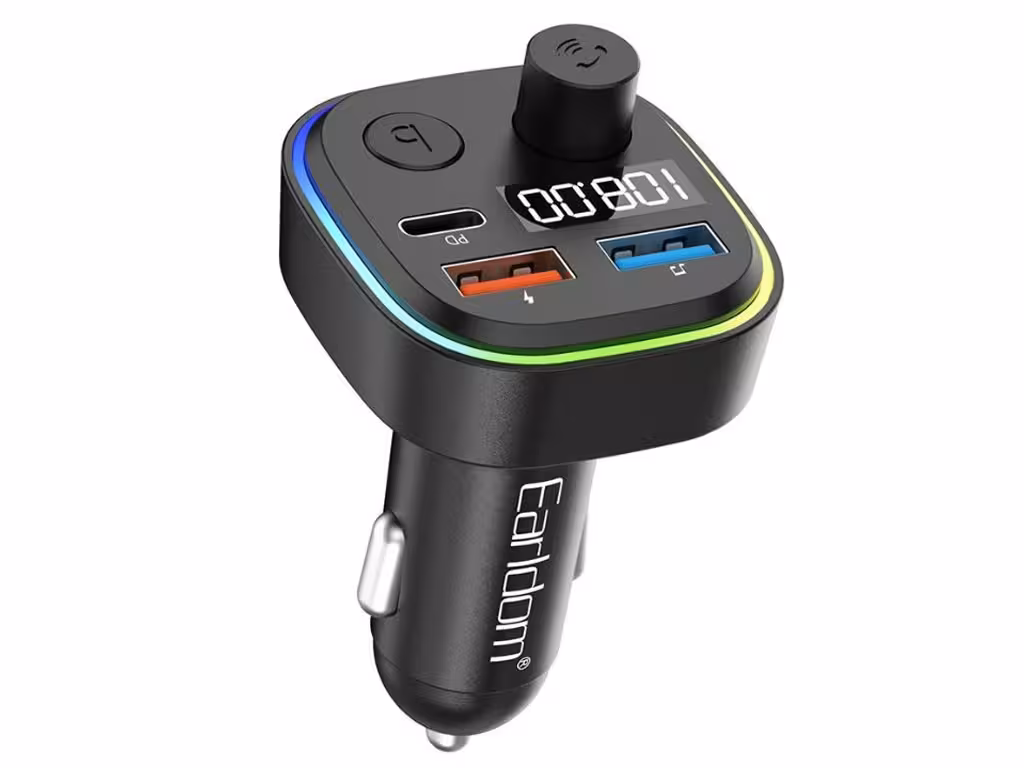 شارژر فندکی فست شارژ ماشین  3.1 آمپر و تایپ سی 18 وات و گیرنده بلوتوثی ارلدام ET-M84