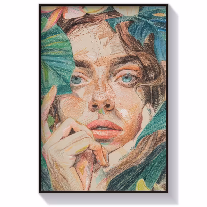 تابلو پرتره دخترانه آرامش چشمان