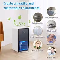 رطوبت‌گیر خانگی Aidodo 1000 میلی‌لیتر رطوبت‌گیر هوای کوچک مینی رطوبت‌گیرهای قابل حمل خودکار خاموش، جذب آب 500 میلی‌لیتر/24 ساعت برای کمد، اتاق خواب، دفتر، اتاق خواب