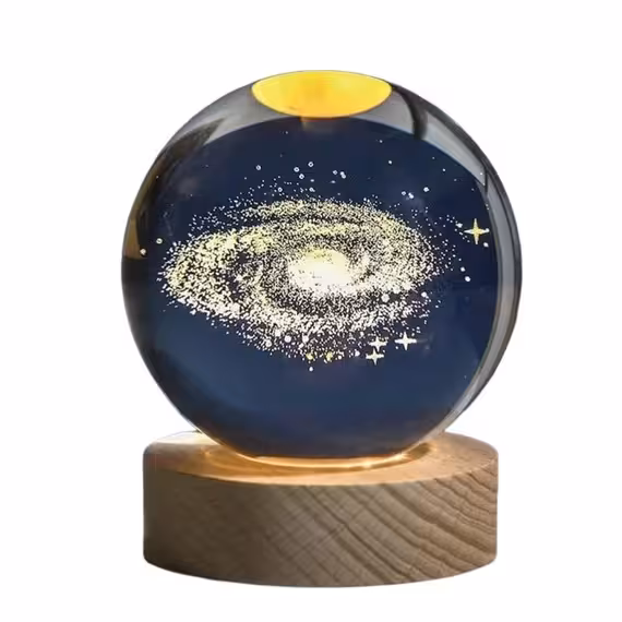 چراغ خواب گوی شیشه ای 3D طرح کهکشان