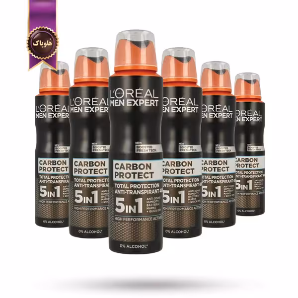 6 عدد اسپری ضد تعریق مردانه لورآل Loreal مدل محافظت با کمک زغال فعال Carbon Protect حجم 250 میلی لیتر (اورجینال)