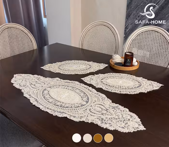 رومیزی 3 تکه قیطان طرح گلزار