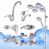 ست 10 عددی شیرآلات برند آیدا صنعت مدل قهرمان اردکی | شیر ظرفشویی   شیر روشویی   شیر حمام   شیر توالت   علم دوش هلی شاتی   شلنگ توالت   چهار عدد شیر پیسوار | کروم براق