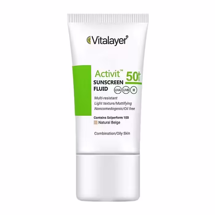 ضد آفتاب بدون رنگ SPF50 مخصوص پوست چرب ویتالیر Vitalayer مدل Activit حجم 50ml