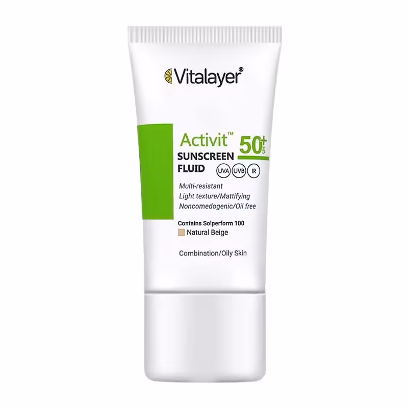ضد آفتاب بدون رنگ SPF50 مخصوص پوست چرب ویتالیر Vitalayer مدل Activit حجم 50ml