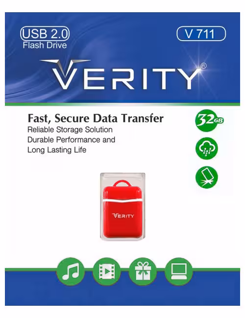 فلش مموری وریتی مدل V711 قرمز ظرفیت 32 گیگابایت