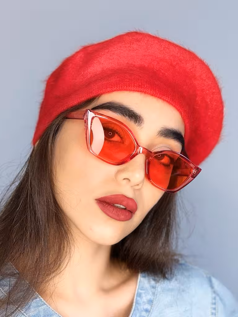 عینک افتابی زنانه گربه ای کائوچویی قرمز درجه 1 اورجینال