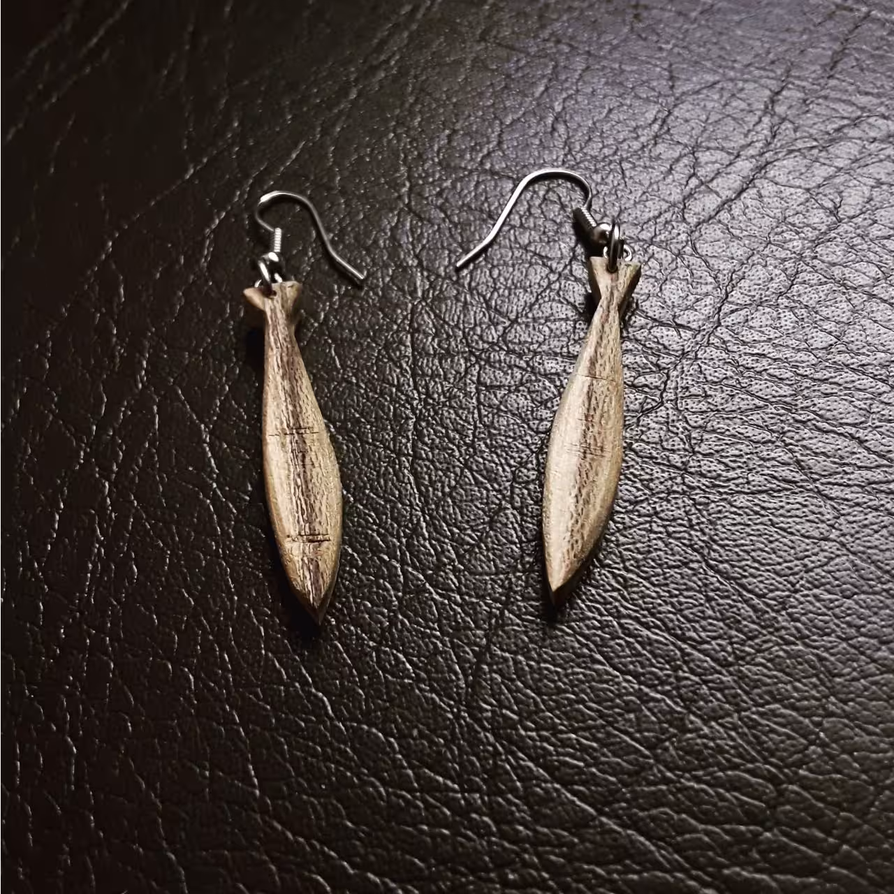 گوشواره آویز چوبی ماهی