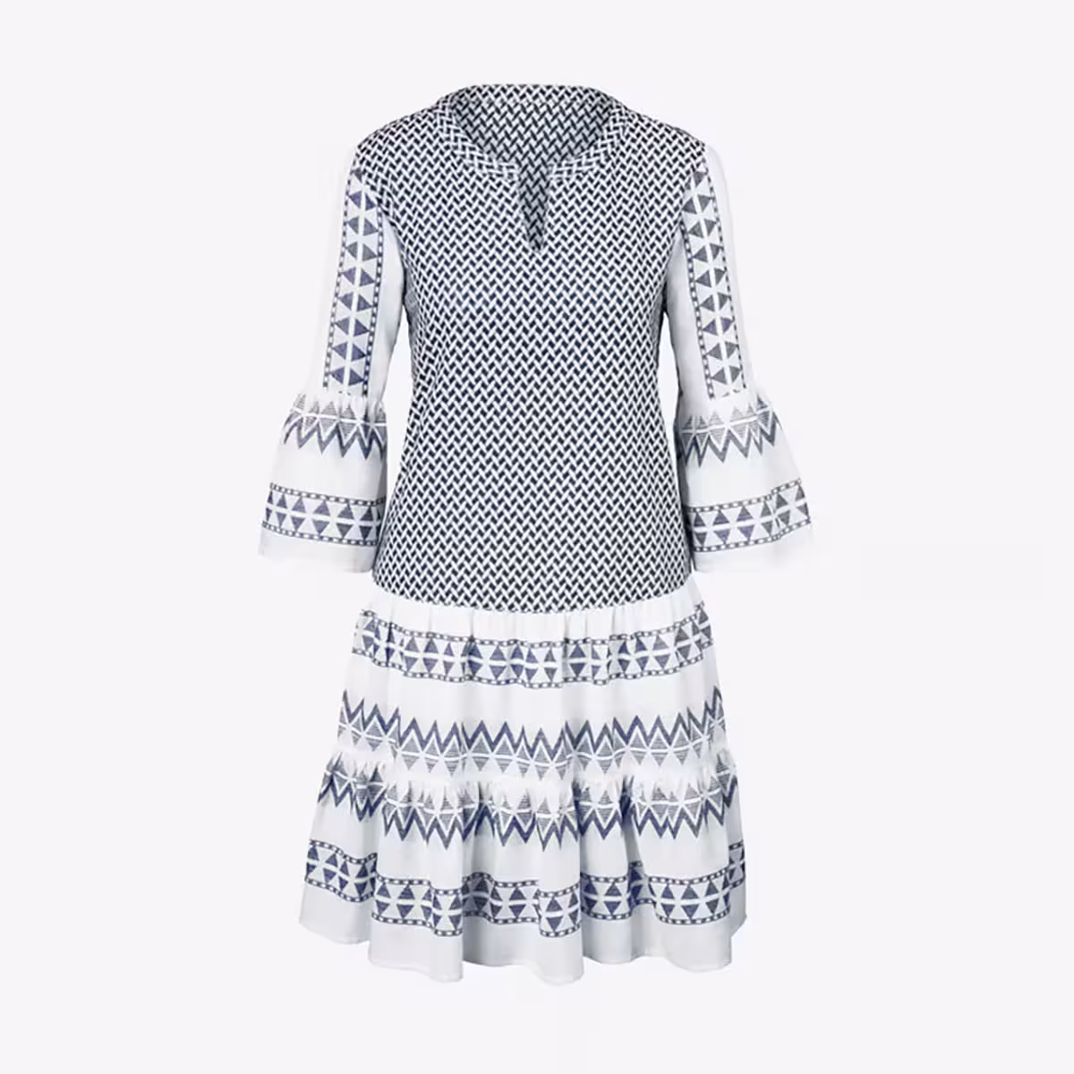 پیراهن دارایی بافی سفید سرمه ای زنانه چیبو