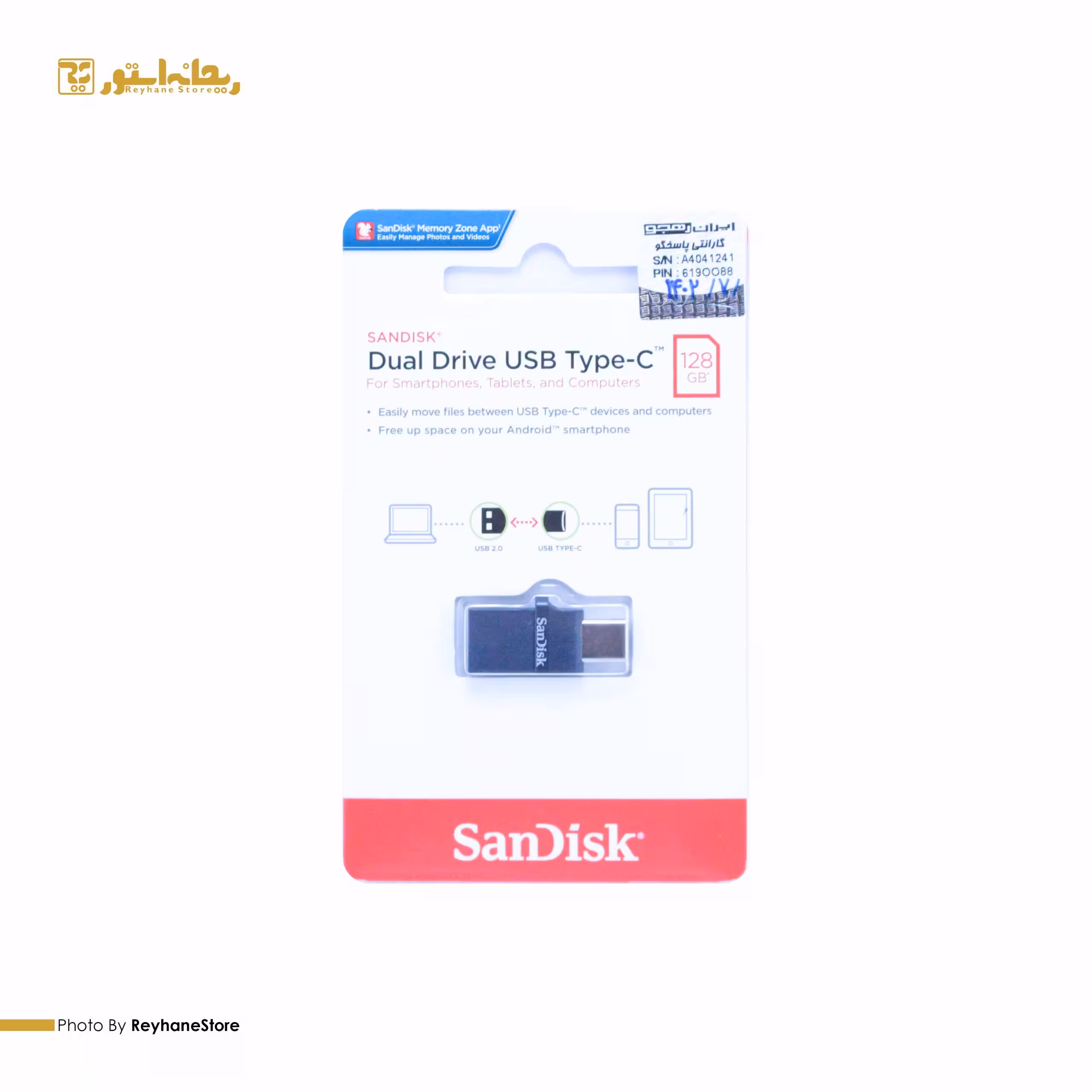 فلش مموری سن دیسک Dual Drive ظرفیت 128 گیگابایت