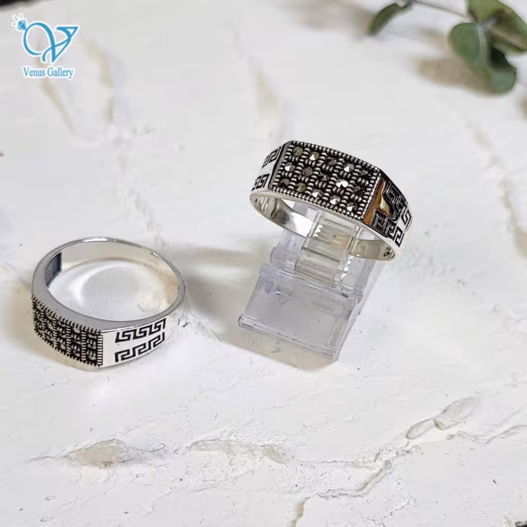 انگشتر نقره مردانه نگین مارکازیت ترک کد 3600