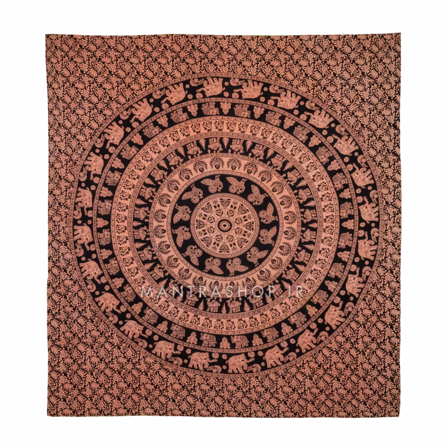 بکدراپ تپستری هندی طرح ماندالا فیل (روتختی دو نفره) کد 414