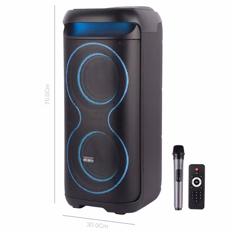 اسپیکر چمدانی بی سیم قابل حمل مدل DR-6615 همراه با میکروفون و ریموت کنترل