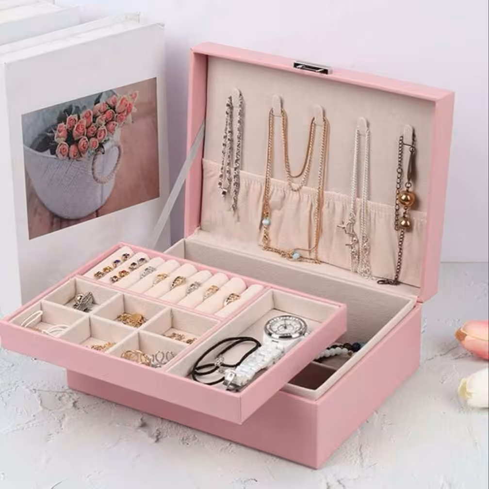 جعبه نظم دهنده طلاوجواهر صورتی