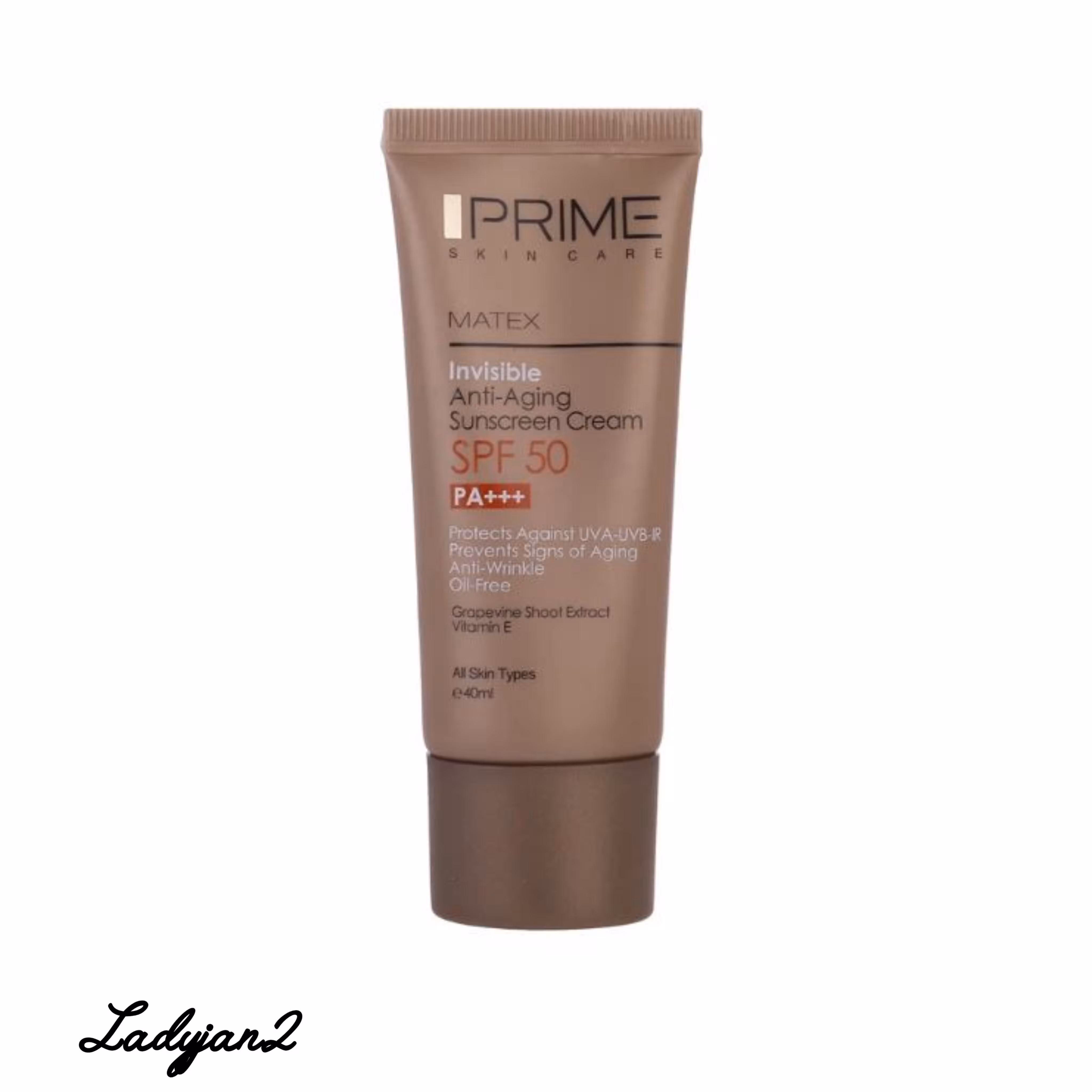 کرم ضدآفتاب و جوان‌کننده بی‌رنگ پرایم( پریم ) SPF50 مدل Matex مناسب انواع پوست، حجم 40 میلی‌لیتر