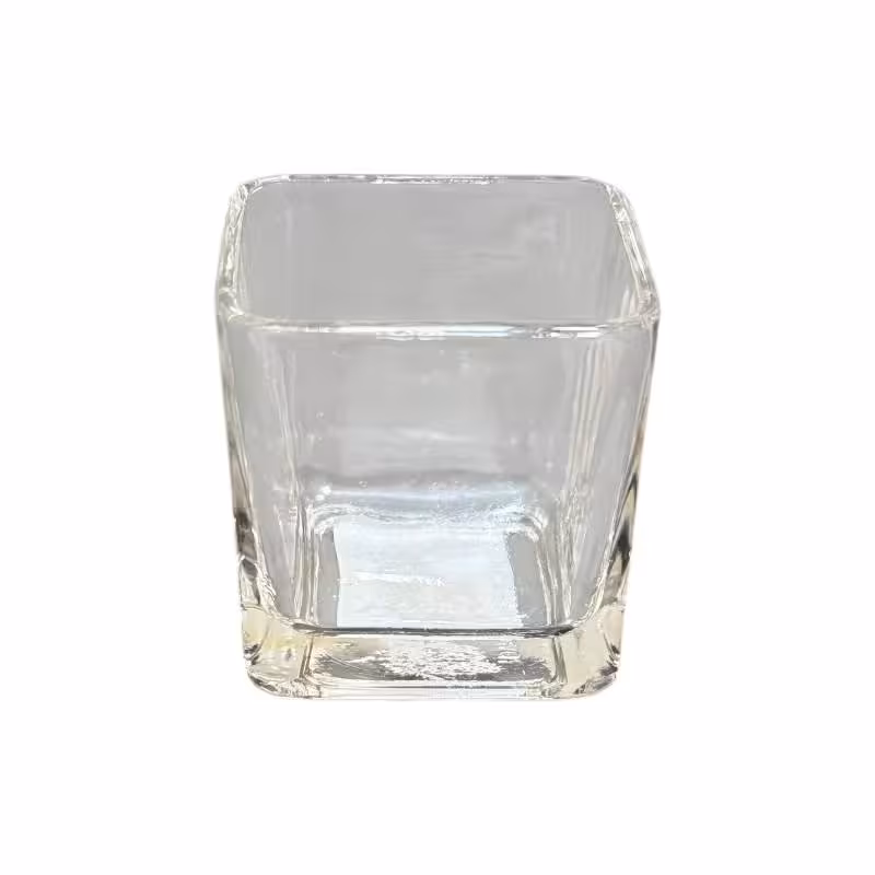 شیشه جا شمعی کلاسیک مربع قطر 5 ارتفاع 5 سانت