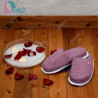 دمپایی حوله ای طرح کرالیچ رنگ یاسی تیره