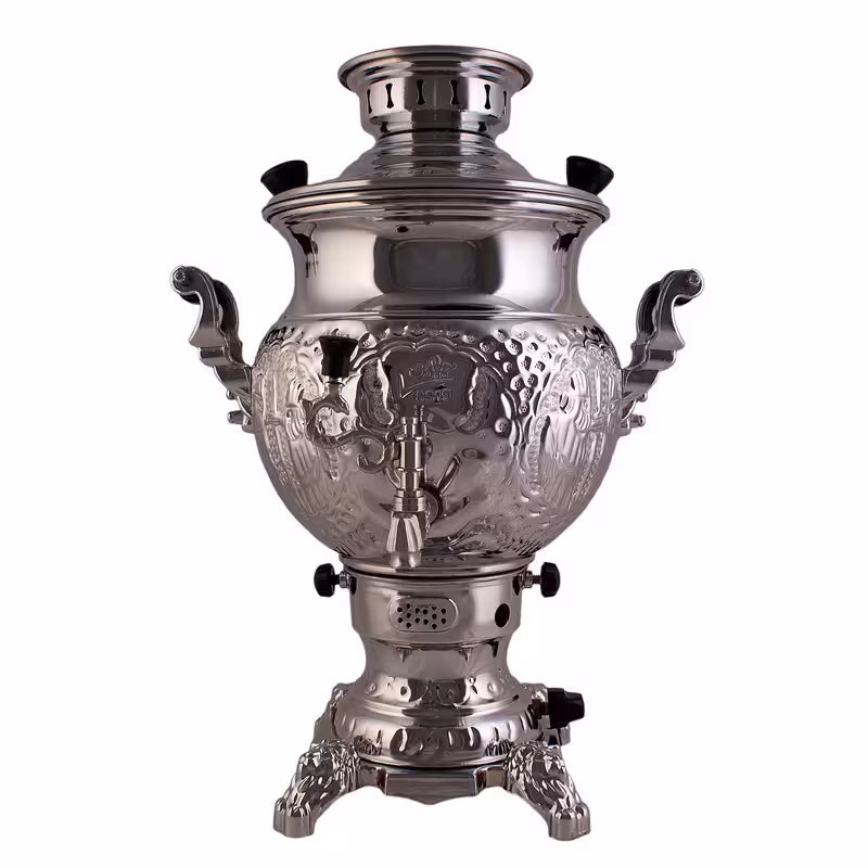 سماور گازی مدل سوزان قلمزنی شده هخامنش کد 1019 ظرفیت 6 لیترکدm164