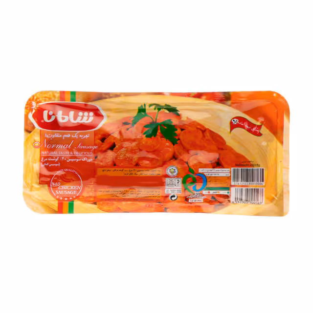 خوراک سوسیس 40 درصد گوشت مرغ شامانا 200 گرمی