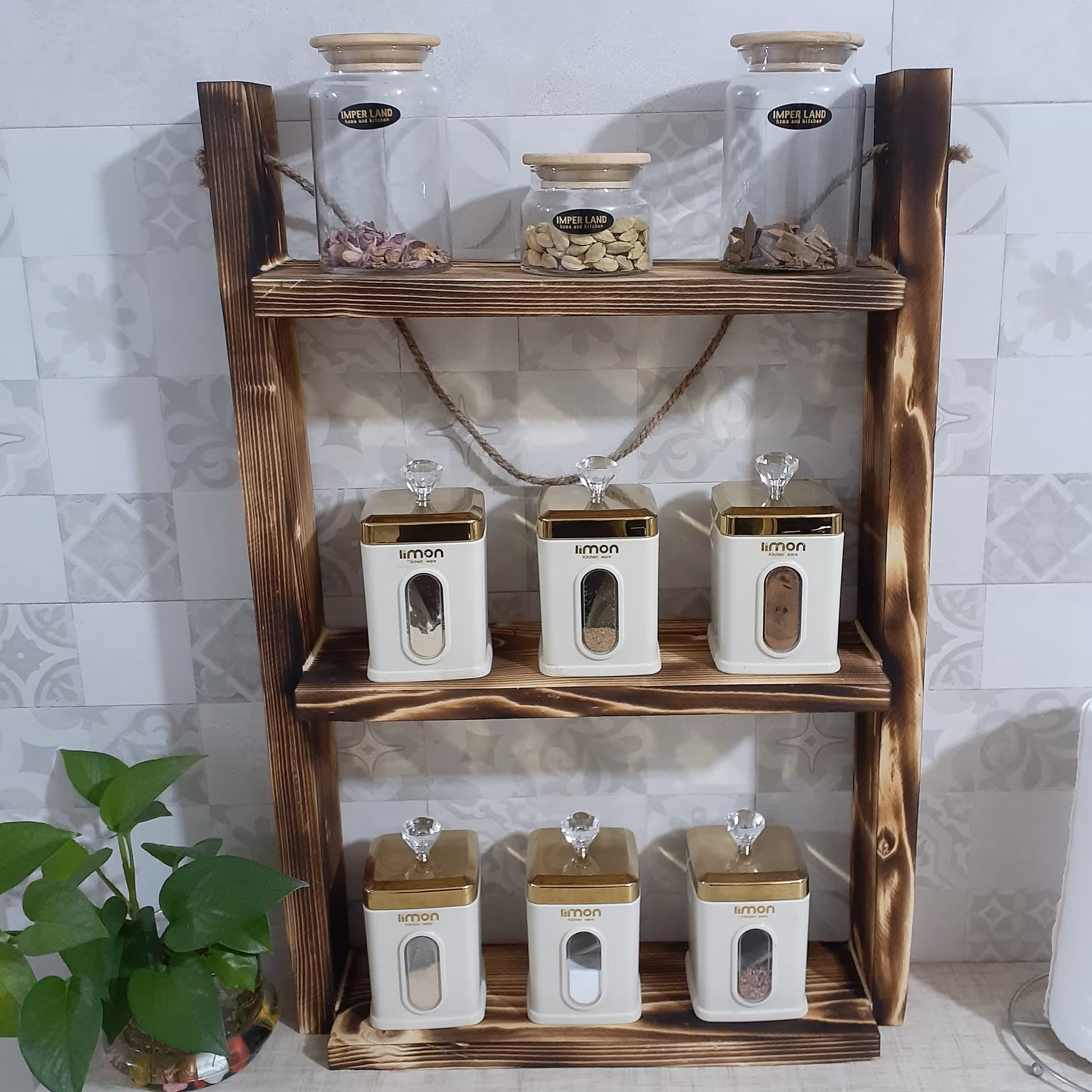 استند چوبی 3 طبقه دیواری و رومیزی تمام چوب،هزینه ارسال پس کرایه