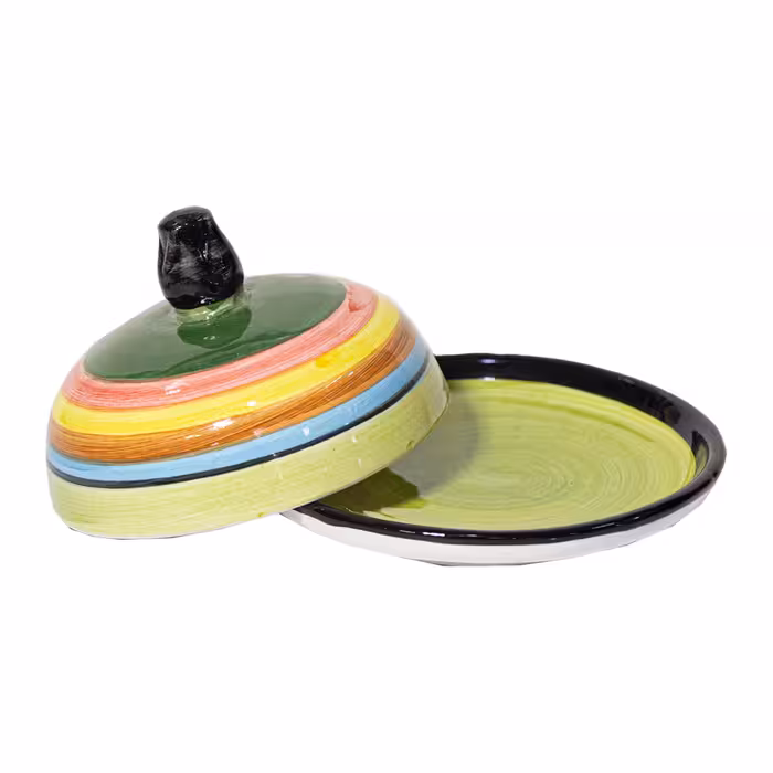 ظرف کره خوری سفالی مدل رنگین کمان