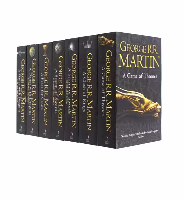 George R. R. Martin’s A Game of Thrones 5-Book Boxed Set (Song of Ice and Fire Series): A Game of Thrones, A Clash of Kings, A Storm of Swords, A Feast for Crows, and A Dance with Dragons (مجموعه گیم آف ترونز) متن کامل بدون حذفیات