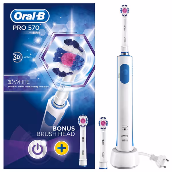 مسواک برقی اورال-بی مدل Oral-B سری pro 570 مدل 3D White اصل | سفید کننده سه بعدی