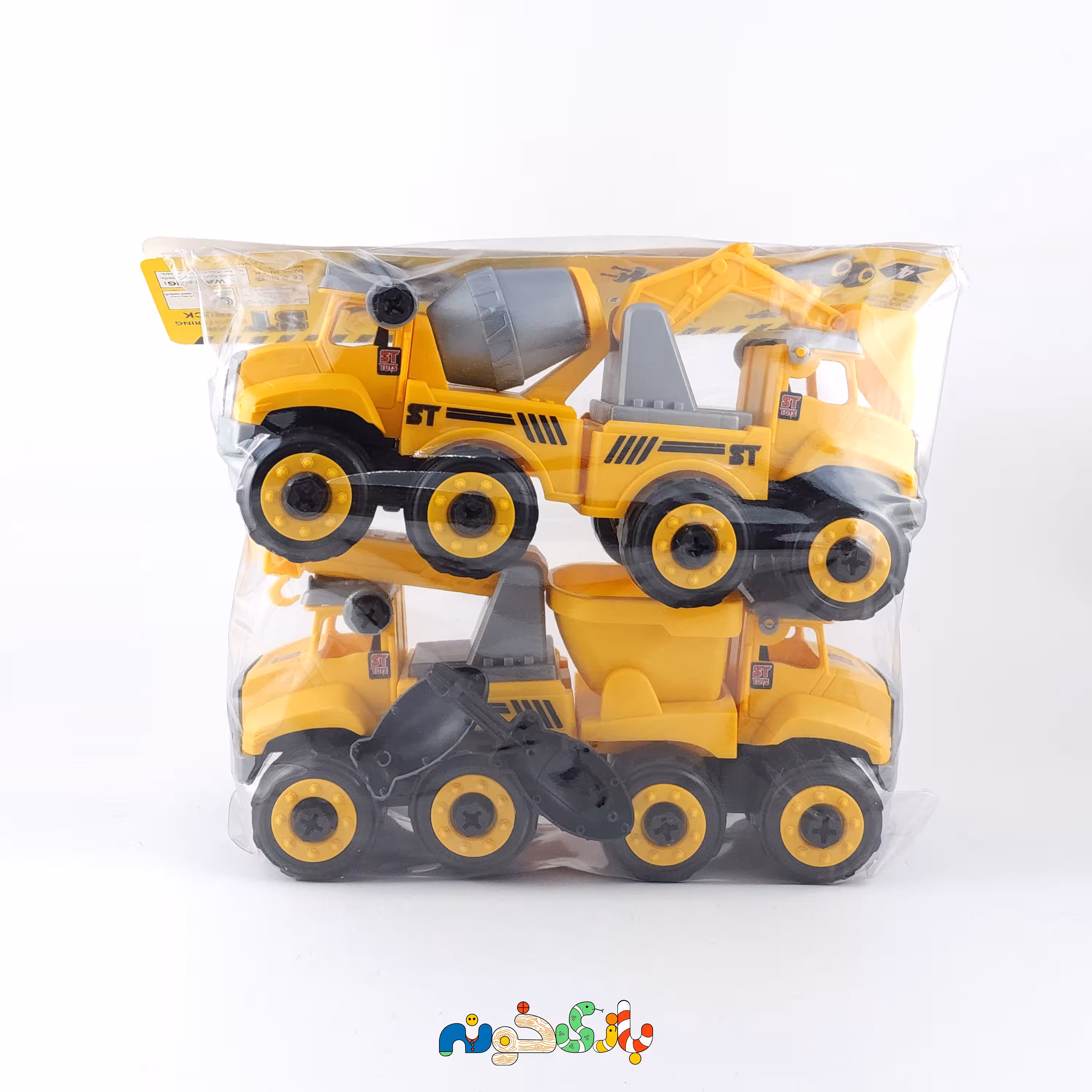 اسباب بازی پک چهار عددی ماشین های راهسازی پیچ و مهره ای Truck