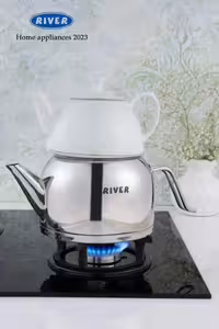 کتری قوری استیل لوله 2/7لیتر دسته استیل ریور کد 3890