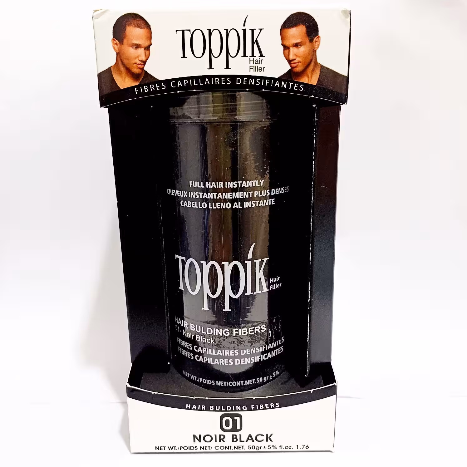 پودر پر پشت کننده موی سر تاپیک شماره 01 رنگ مشکی تیره حجم 50 گرم