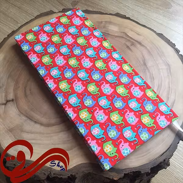 دفتر طرح پالتویی طرح فیل قرمز Fabric Handmade Notebook