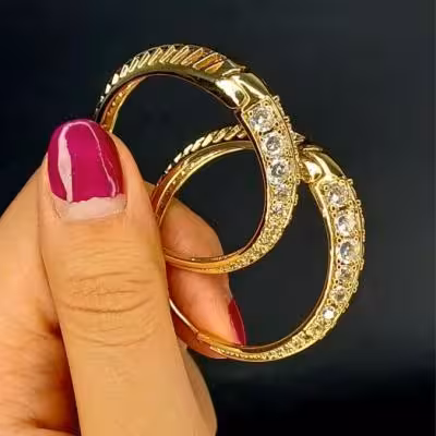 گوشواره دایره نگین دار مارک fashion