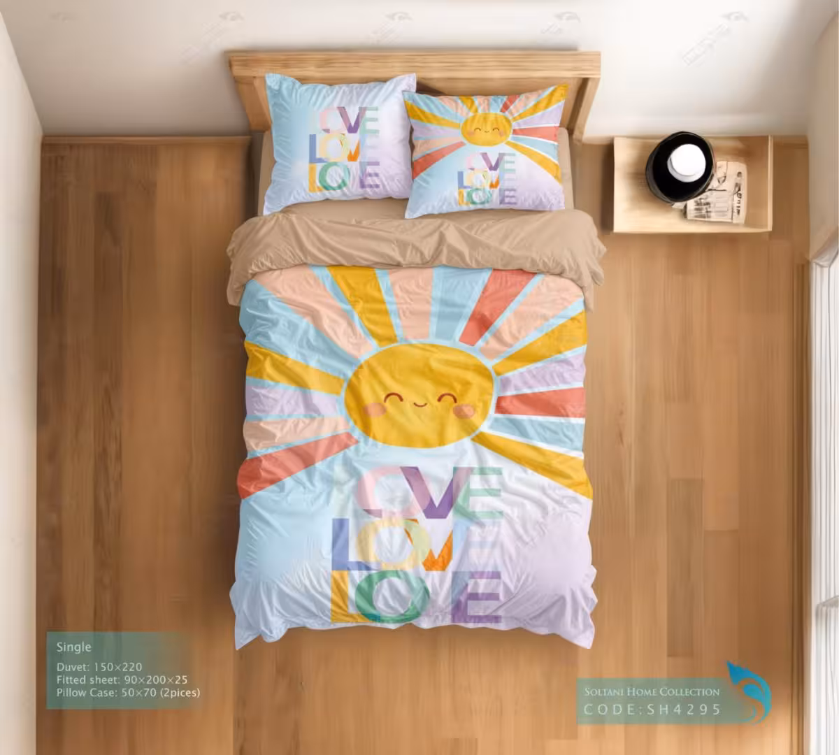 روتختی و ست کامل طرح خورشید خانم سایز یکنفره کد SH5295