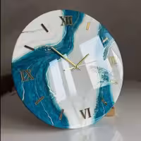 ساعت رزینی ساعت دیواری رزینی ابی و سفید قطر50